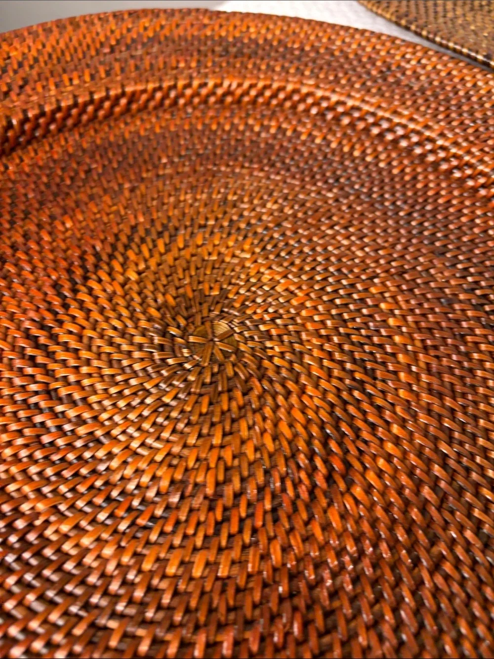 Williams Sonoma Nito Handwoven Charger Plates Set of 4 Caramel Brown 13